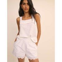 Nobody's Child Pure Cotton Embroidered Cutwork Hem Shorts White