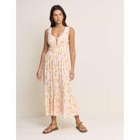 Nobody's Child Floral Square Neck Midi Waisted Dress White Mix