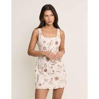 Nobody's Child Cotton Rich Printed Mini Shift Dress Cream Mix