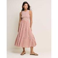 Nobody's Child Pure Cotton Gingham Midaxi Waisted Dress Red Mix