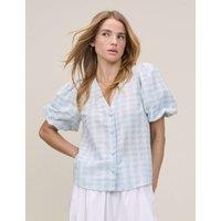 Nobody's Child Pure Cotton Gingham Blouse Blue