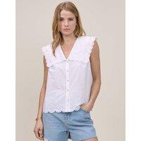 Nobody's Child Pure Cotton Collared Sleeveless Blouse White