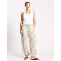 Albaray Linen Rich Striped Balloon Trousers Cream