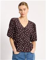 Polka Dot V-Neck Top