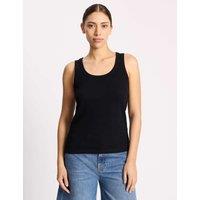 Albaray Cotton Rich Ribbed Scoop Neck Vest Black