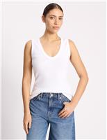 Albaray Cotton Rich Ribbed V-Neck Vest White