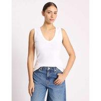 Albaray Cotton Rich Ribbed V-Neck Vest White