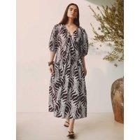 Albaray Pure Cotton Floral Maxi Relaxed Smock Dress Light Brown