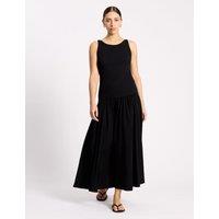 Albaray Cotton Rich High Neck Midaxi Vest Dress Black