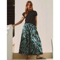 Albaray Pure Cotton Painterly Palm Culottes Black