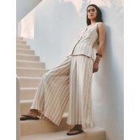 Albaray Linen Rich Striped Culottes Cream