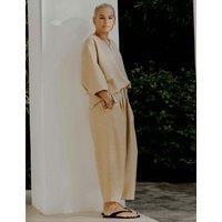 Albaray Drawstring Balloon Ankle Grazer Beach Trousers Yellow