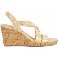 Dune London Leather Patent Wedge Sandals Gold