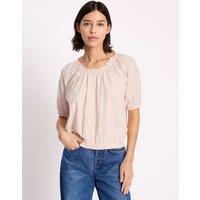 Albaray Pure Cotton Embroidered Scoop Neck Top Pink