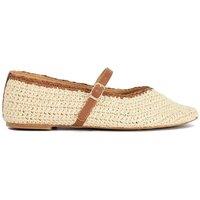 Dune London Raffia Flat Mary Jane Ballet Pumps Natural