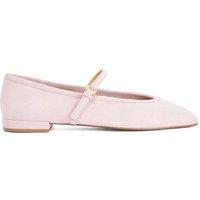 Dune London Suede Square Toe Mary Jane Ballet Pumps Blush