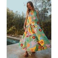 Albaray Tropical Print Halterneck Maxi Dress Green