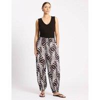 Albaray Pure Cotton Palm Print Balloon Trousers Light Brown