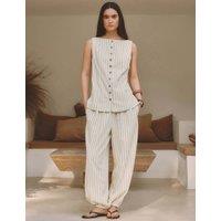Albaray Linen Blend Pinstripe Balloon Joggers Cream Mix
