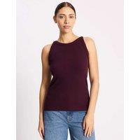 Albaray Cotton Rich Ribbed High Neck Vest Burgundy