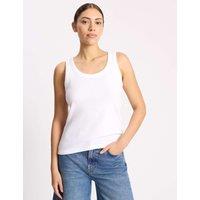 Albaray Cotton Rich Ribbed Scoop Neck Vest White