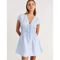 Jag Pure Linen Pintuck Mini Dress Pale Blue