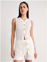 Jag Linen Rich Longline Vest White