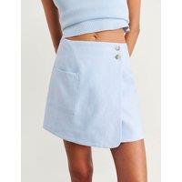 Jag Pure Linen Mini Wrap Skirt Light Blue