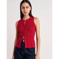 Jag Button Through Knitted Vest Red