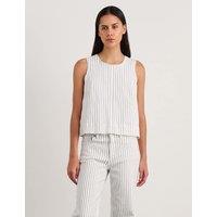 Jag Cotton Rich Striped Button Back Vest Top White/Black