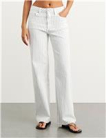 Jag Striped Straight Leg Jeans White/Black