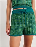 Jag Pure Cotton Textured Knitted Shorts Green