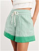 Linen Rich Striped Shorts