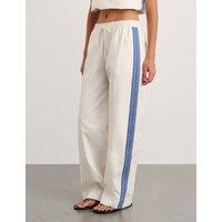 Jag Pure Cotton Side Stripe Straight Leg Trousers White