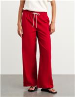 Jag Pure Cotton Side Stripe Straight Leg Trousers Red