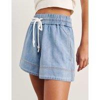 Jag Denim High Waisted Drawstring Shorts Light Blue