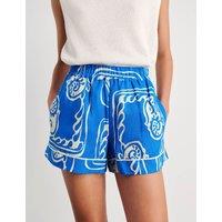 Jag Pure Linen Printed High Waisted Shorts Blue