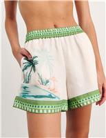 Jag Lyocell Rich Printed Shorts Ivory