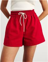 Jag Pure Cotton Side Stripe High Waisted Shorts Cherry Red