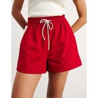 Jag Pure Cotton Side Stripe High Waisted Shorts Cherry Red