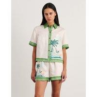 Jag Lyocell Rich Printed Collared Shirt Soft White