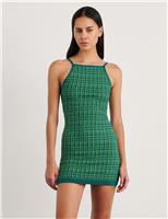 Pure Cotton Knitted Square Neck Mini Dress