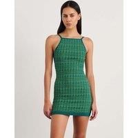 Jag Pure Cotton Knitted Square Neck Mini Dress Green