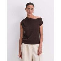 Sportscraft Cotton Blend Textured Knitted Top Chocolate