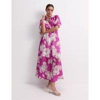 Sportscraft Lyocell Blend Floral Midi Shirt Dress Pink Magenta