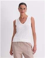 Sportscraft Cotton Blend V-Neck Knitted Vest Top White