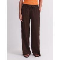 Sportscraft Linen Blend Drawstring Trousers Chocolate
