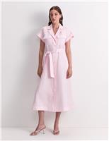 Lyocell Rich Belted Midi Shirt Dress