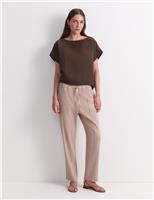 Linen Blend Relaxed Tapered Trousers