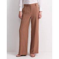 Sportscraft Straight Leg Trousers with Linen Brown